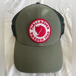 Fjällräven Olive Green Trucker Cap with Red Logo Patch